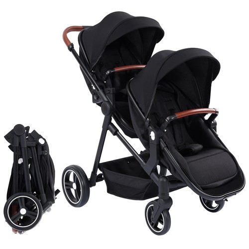 Black foldable double stroller - double,
